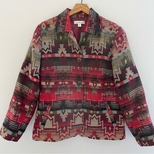 Coldwater Creek Womens Southwestern Aztec Wool Blend Jacket Size 16